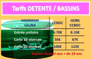 Tarifs détente bassins