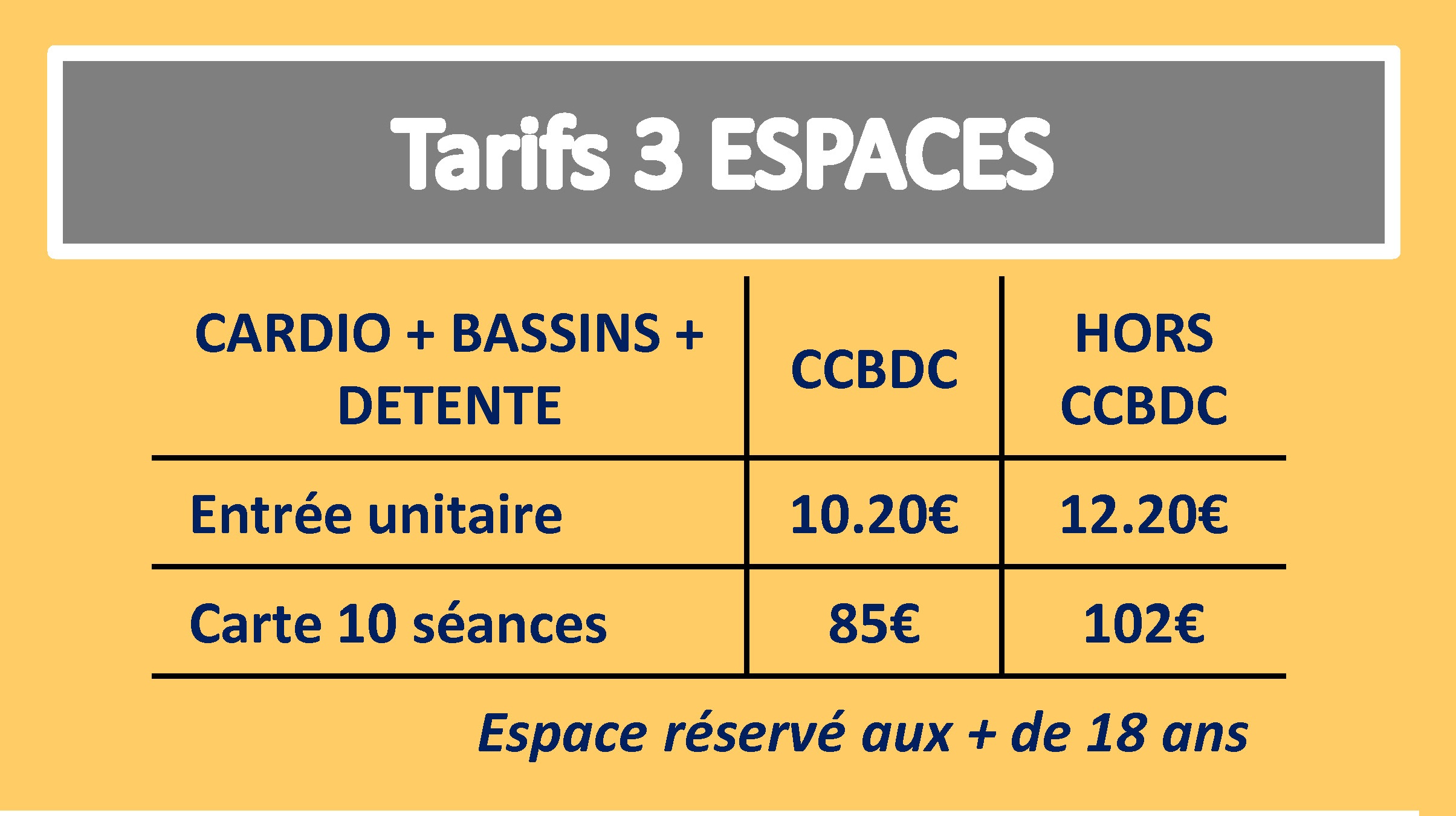 tarifs 3 espaces