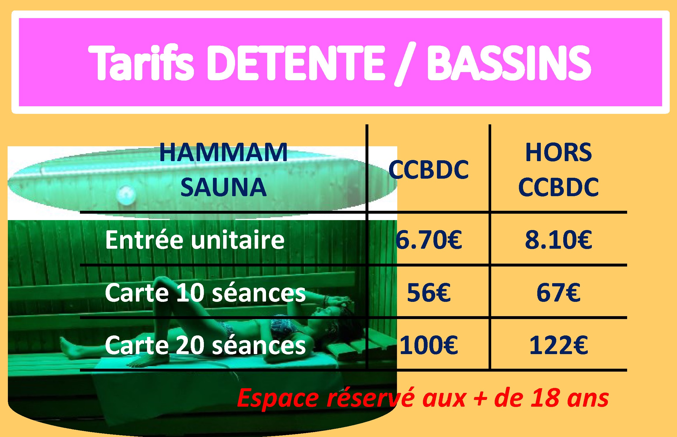 tarifs détente bassins
