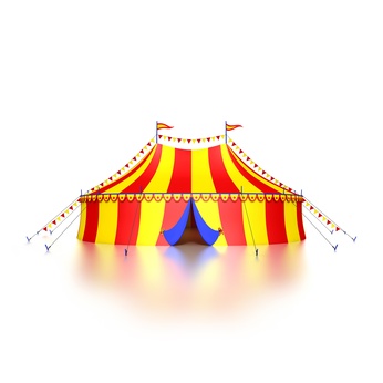stylized colorful circus tent