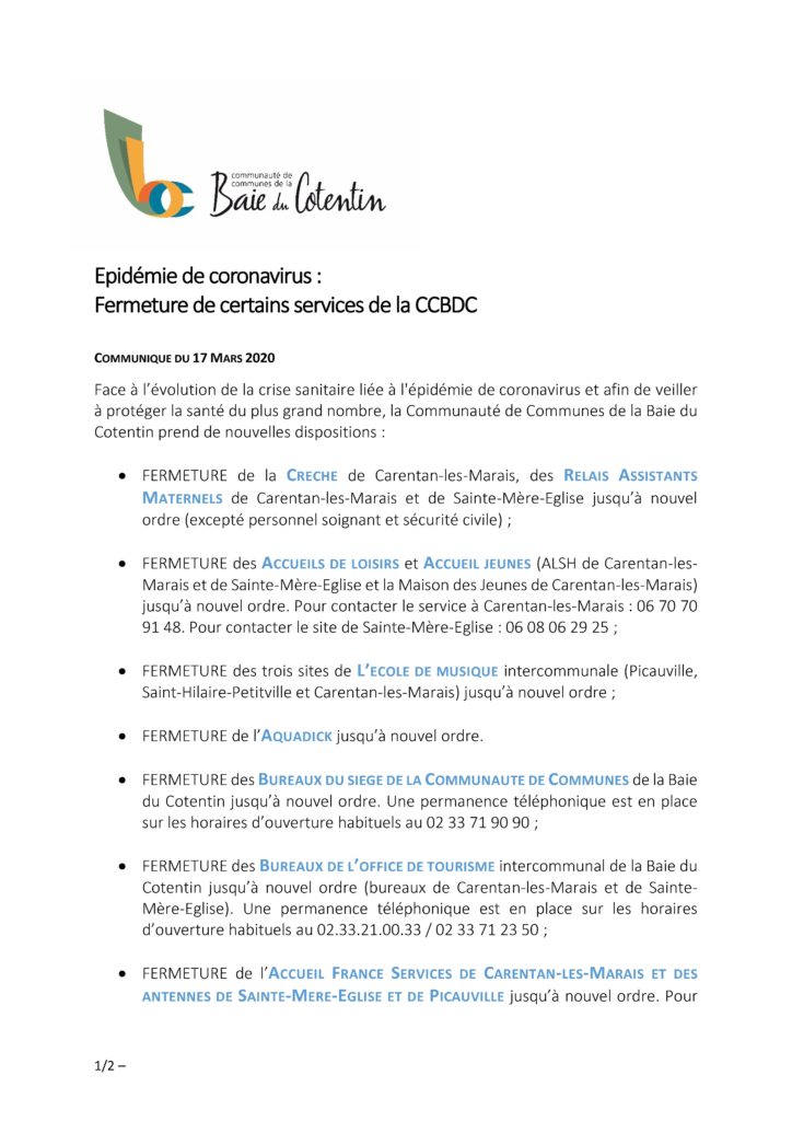 CORONAVIRUS - Communiqué de presse - 17 MARS 2020_Page_1