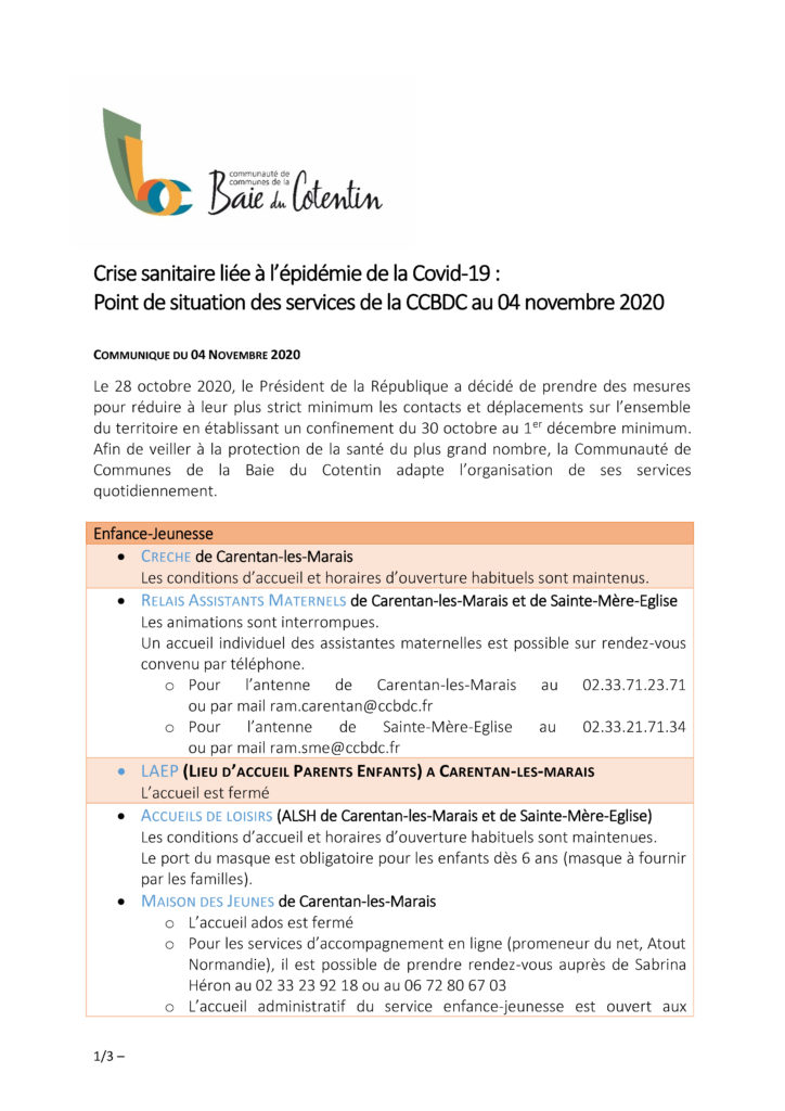 CORONAVIRUS - Communiqué de presse - Point de situation des services CCBDC - 04 11 20_Page_1