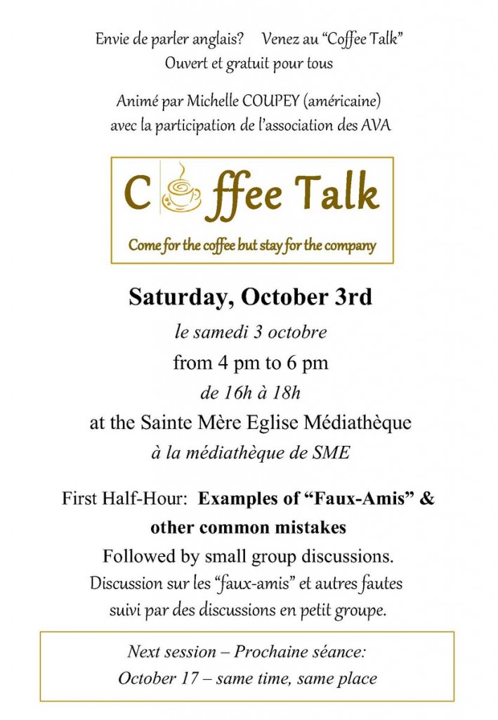 Coffee Talk Oct 3 & 17