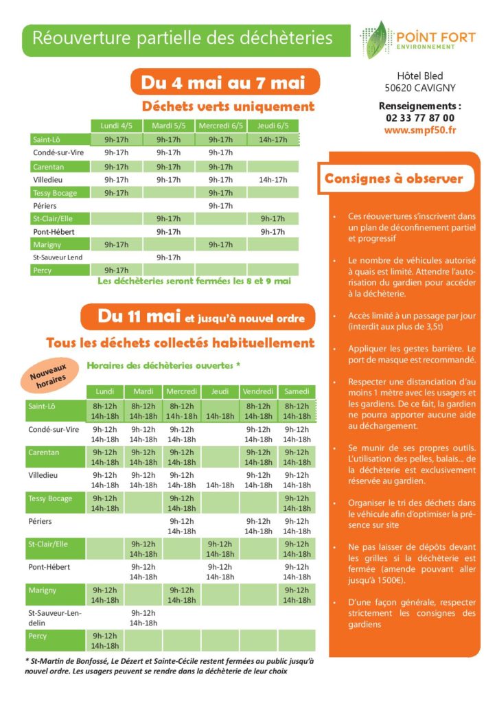 Point Fort - Horaires_réouverture_déchèteries-page-001