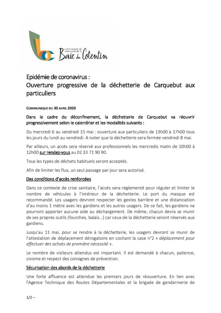 20200504_communiqué de presse_réouverture déchetterie de Carquebut-page-001